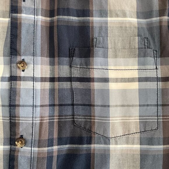 The North Face Casual LS Button Down Plaid 100% Cotton Shirt Blues + White Sz L - Picture 4 of 13